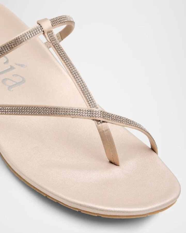 Belisa Crystal-Embellished Flat Thong Sandals - Image 3