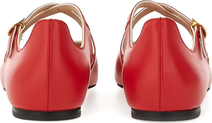 Beliska cross-strap leather ballet flats - Image 3