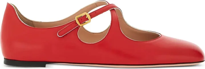 Beliska cross-strap leather ballet flats