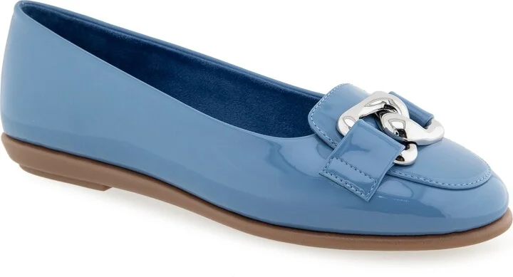 BLUE JEAN PATENT FAUX LEATHER