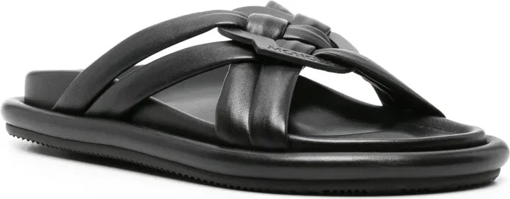 Bell crossover-strap leather slides - Image 2