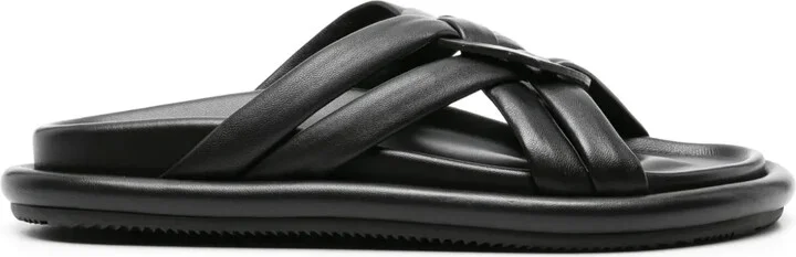 Bell crossover-strap leather slides