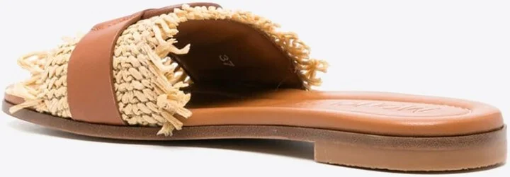Bell Raffia and Leather Slides - Image 2