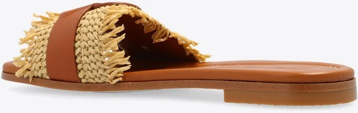 Bell Woven Strap Leather Flat Sandals - Image 2