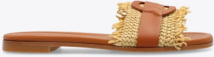 Bell Woven Strap Leather Flat Sandals