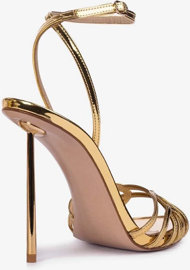 Bella 120 Metallic Leather Sandals - Image 2