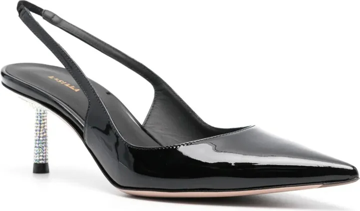 Bella 45mm patent-finish leather slingback pumps - Image 2