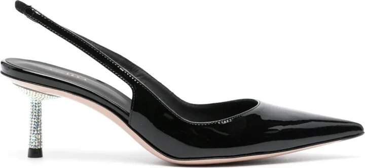 Bella 45mm patent-finish leather slingback pumps