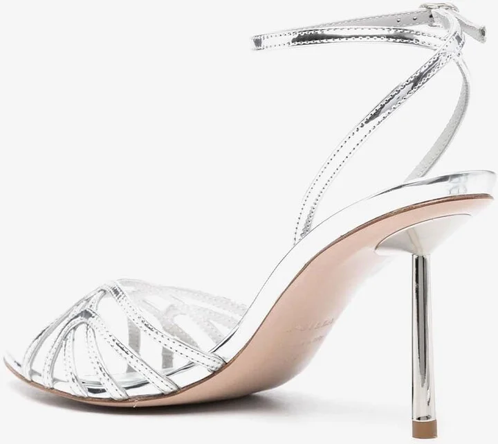 Bella 80 Metallic Leather Sandals - Image 2