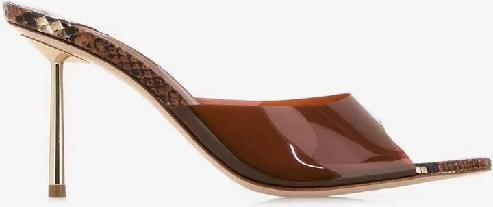 Bella 80 Python-Print Mule Sandals