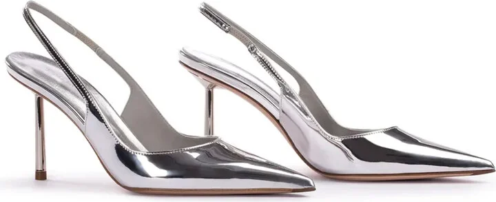 Bella 80mm metallic slingback pumps - Image 2