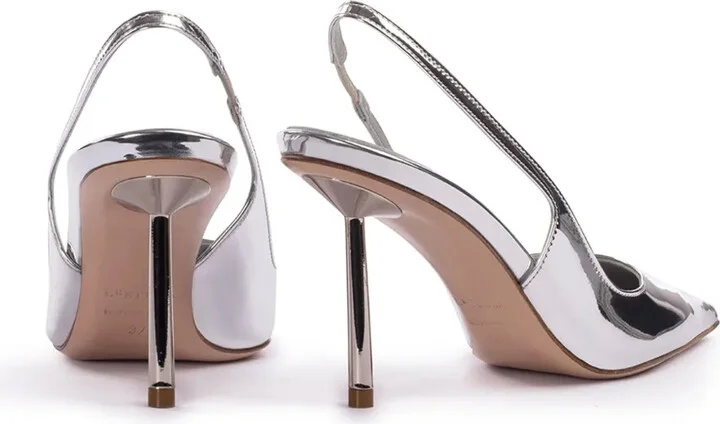 Bella 80mm metallic slingback pumps - Image 3