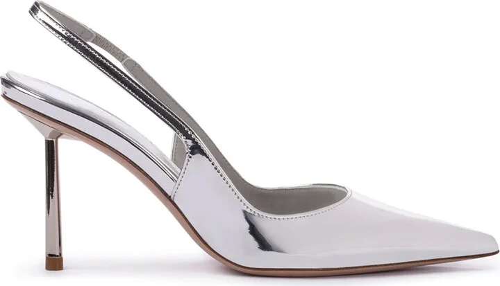 Bella 80mm metallic slingback pumps