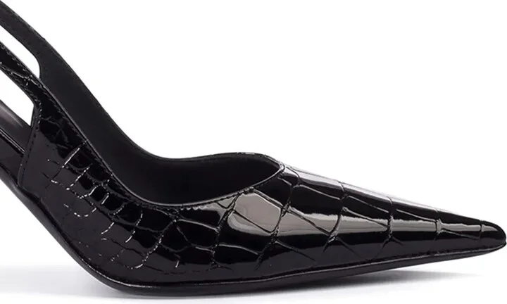 Bella croc-embossed slingback pumps - Image 2