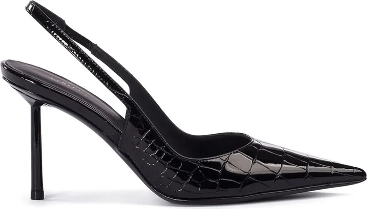 Bella croc-embossed slingback pumps