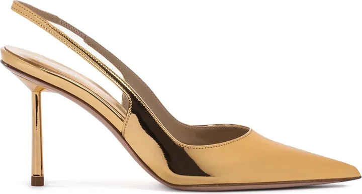 Bella metallic slingback pumps