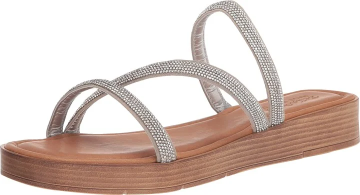 Bella Vita Made in Italy Women's Ona-Italy Sparkle Slide Flat Sandal