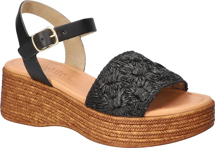 Black Floral Raffia