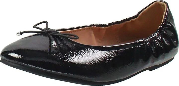 Bella Womens Bow Faux Leather Ballet Flats