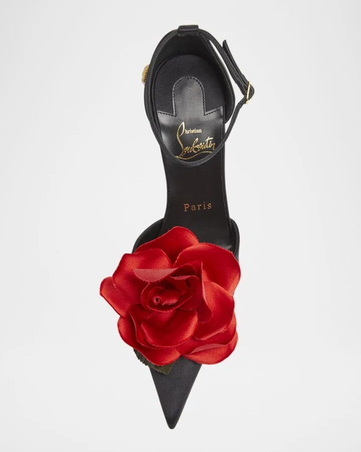 Bellarose Silk Red Sole Ankle-Strap Pumps - Image 3