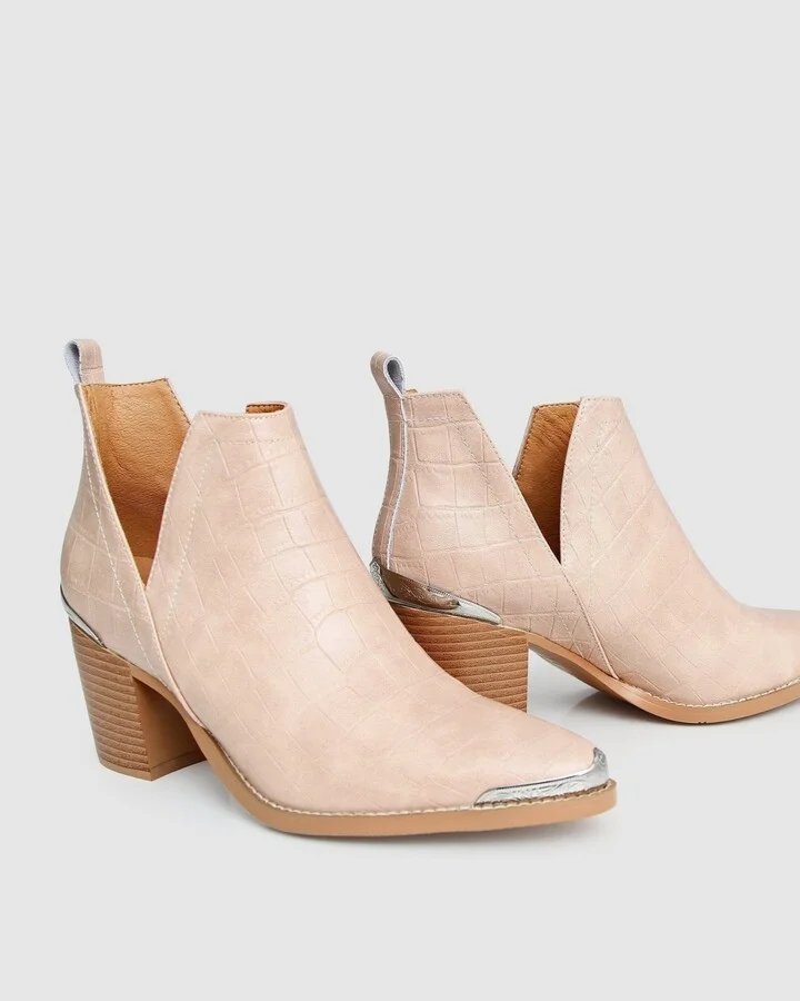 Belle & Bloom Austin Croc Embossed Ankle Boot - Image 3