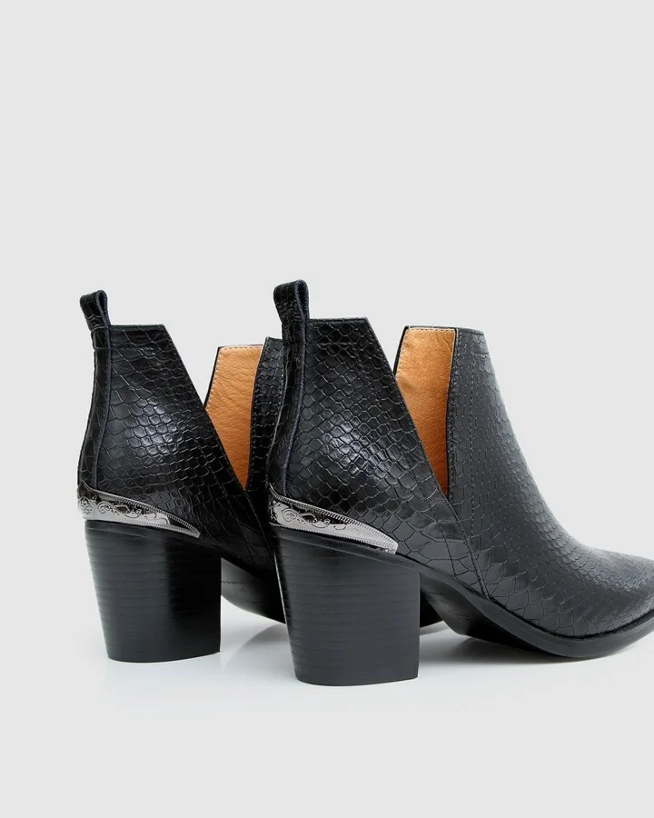 Belle & Bloom Austin Croc Embossed Ankle Boot - Image 4