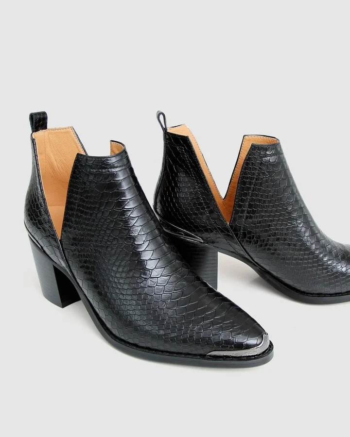 Belle & Bloom Austin Croc Embossed Ankle Boot - Image 5
