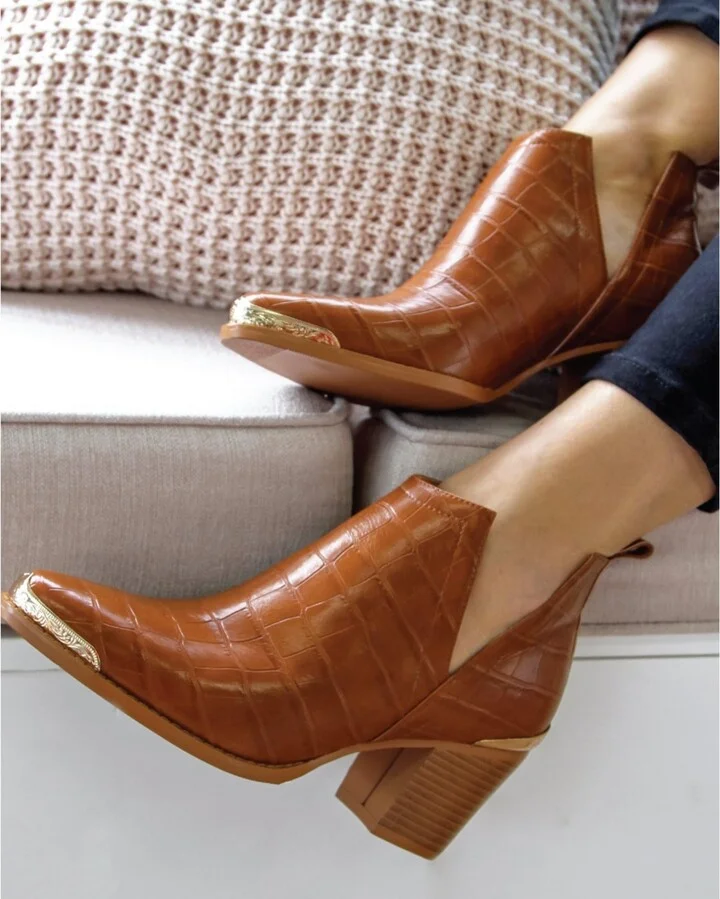 Belle & Bloom Austin Croc Embossed Ankle Boot - Image 6