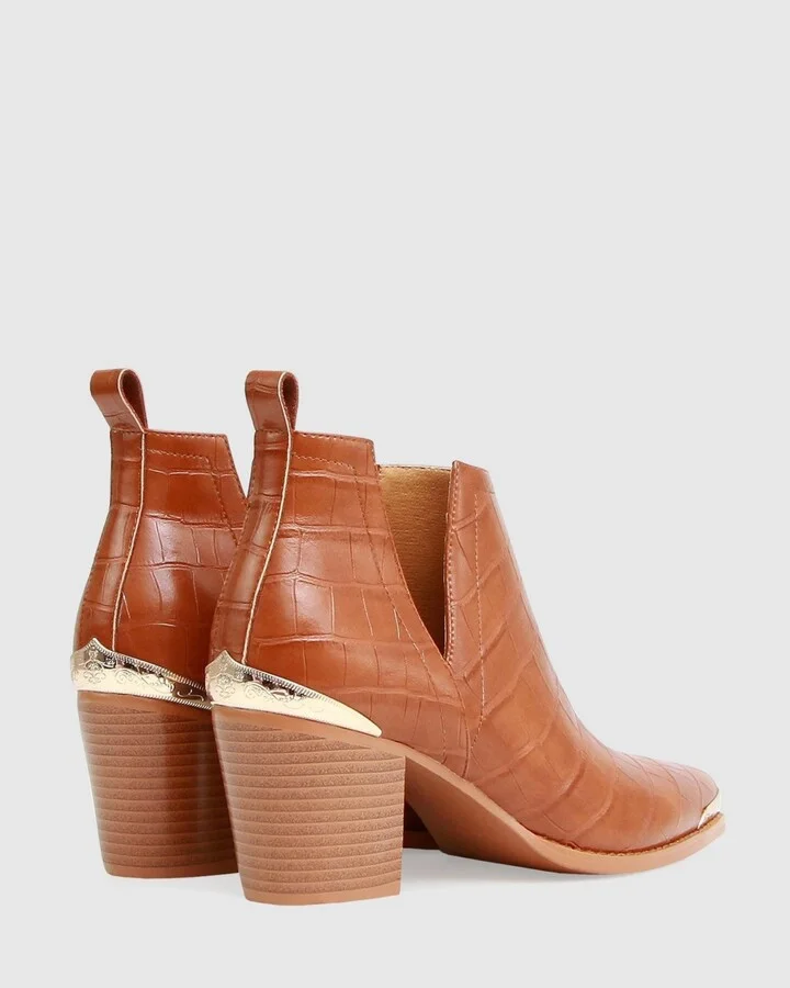 Belle & Bloom Austin Croc Embossed Ankle Boot - Image 7