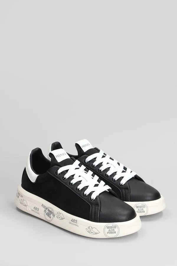 Belle Sneakers In Black Leather And Fabric - Image 2