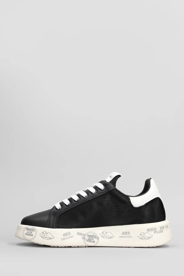 Belle Sneakers In Black Leather And Fabric - Image 3