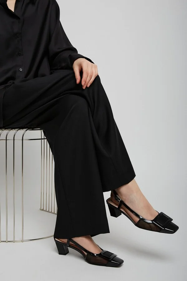 Belle Vivier 45 black mesh slingback pumps - Image 2