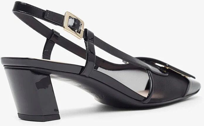 Belle Vivier 45 black mesh slingback pumps - Image 3