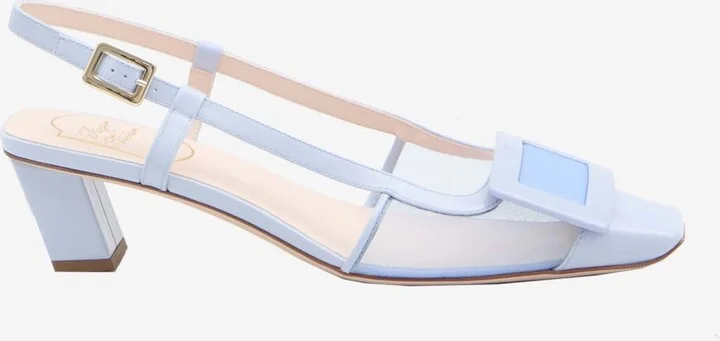 Belle Vivier 45 Leather and Mesh Slingback Pumps
