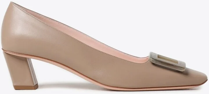 Belle Vivier 45 Metal Buckle Pumps in Leather