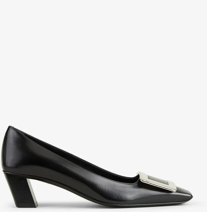Belle Vivier 45 Metal Buckle Pumps in Leather