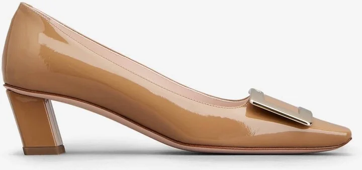 Belle Vivier 45 Metal Buckle Pumps in Patent Leather