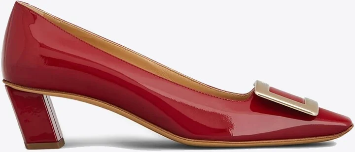 Belle Vivier 45 Metal Buckle Pumps in Patent Leather