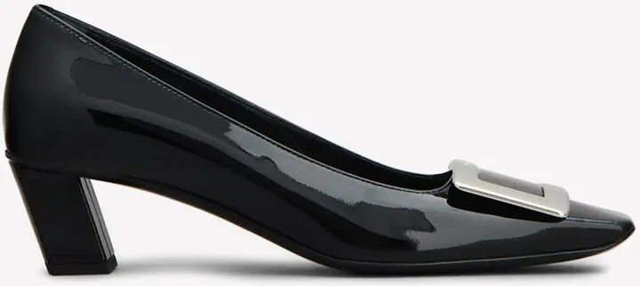 Belle Vivier 45 Metal Buckle Pumps in Patent Leather