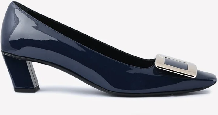 Belle Vivier 45 Metal Buckle Pumps in Patent Leather