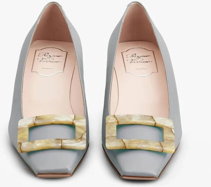 Belle Vivier 45 Mother-of-Pearl Buckle Pumps in Leather - Image 2