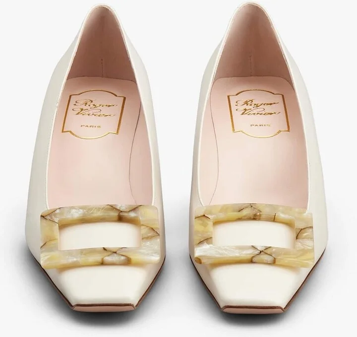 Belle Vivier 45 Mother-of-Pearl Buckle Pumps in Leather - Image 2