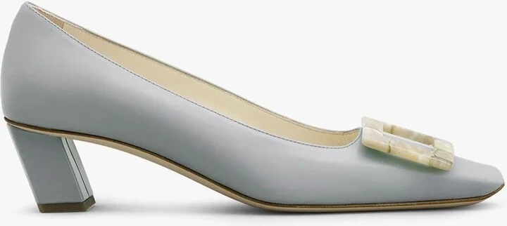 Belle Vivier 45 Mother-of-Pearl Buckle Pumps in Leather