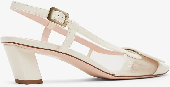Belle Vivier 45 white mesh slingback pumps - Image 3