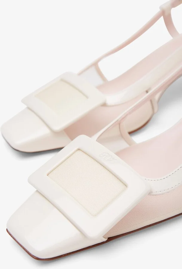 Belle Vivier 45 white mesh slingback pumps - Image 5
