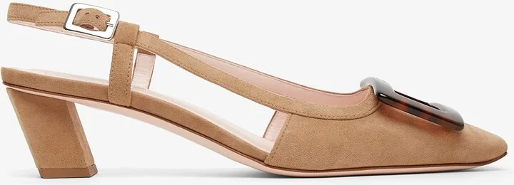 Belle Vivier beige turtle sling backs