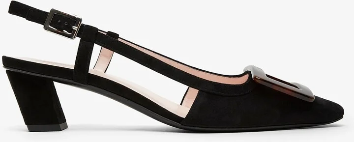 Belle Vivier black turtle sling backs
