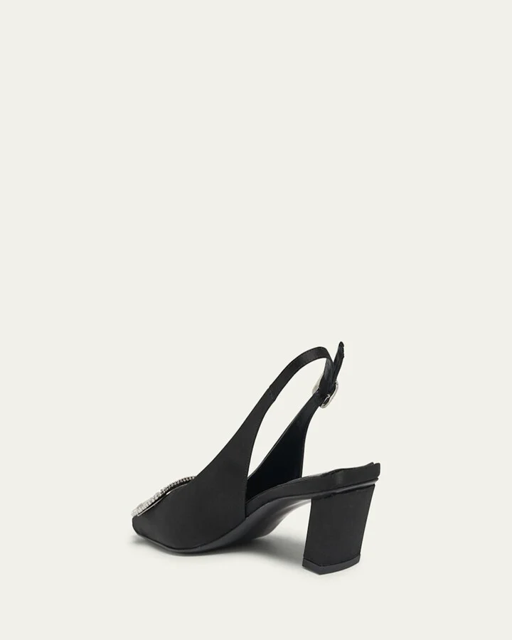 Belle Vivier Crystal Buckle Slingback Pumps - Image 3