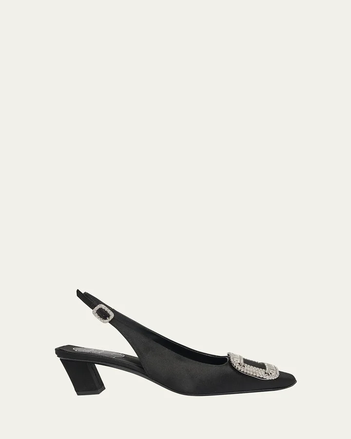 Belle Vivier Crystal Buckle Slingback Pumps