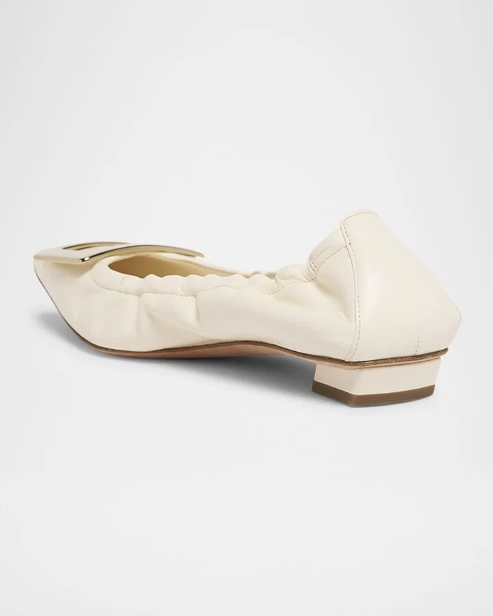 Belle Vivier Leather Buckle Ballerina Flats - Image 9